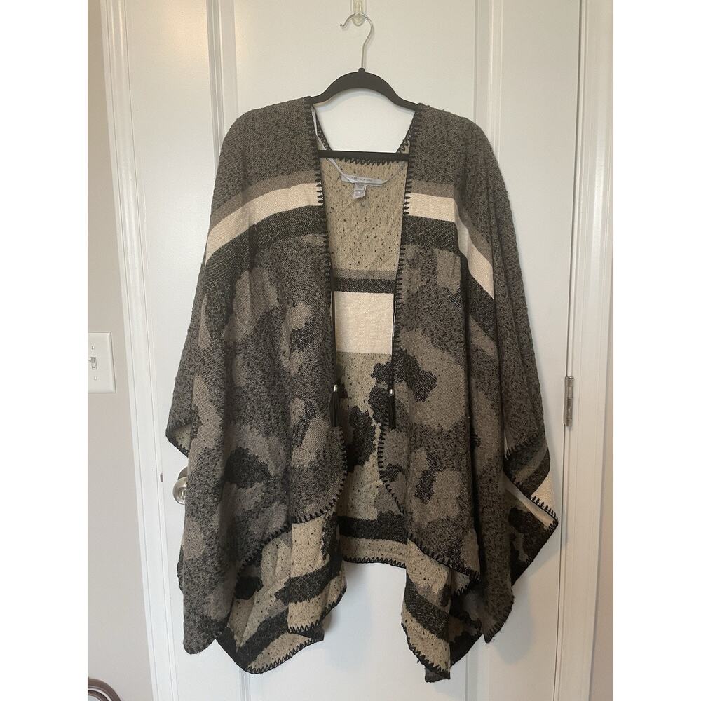 Marc New York Women’s Cheetah Striped Printed Poncho Shawl Wrap One Size
